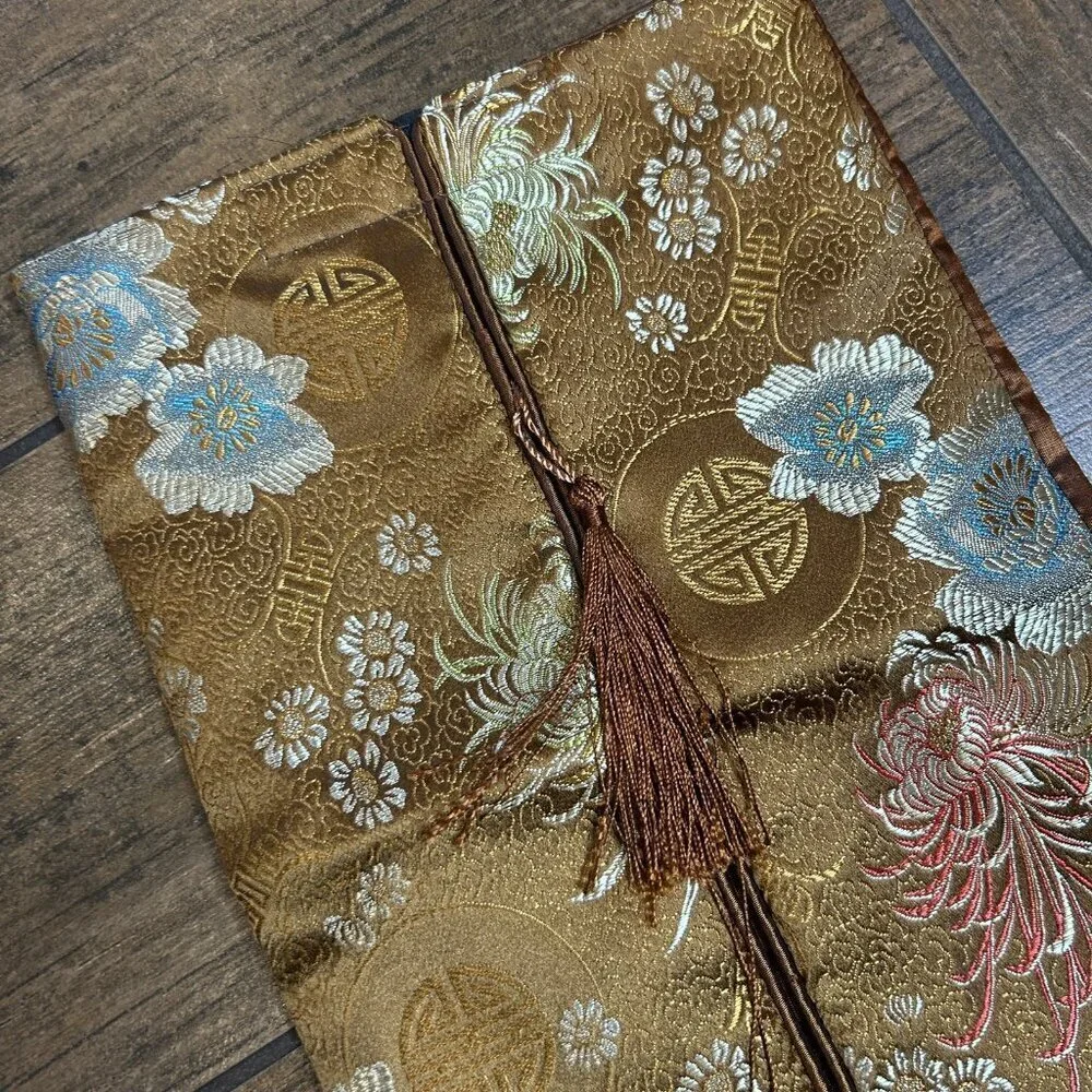 Chinese Brown Brocade Hosiery Lingerie Bag Pouch